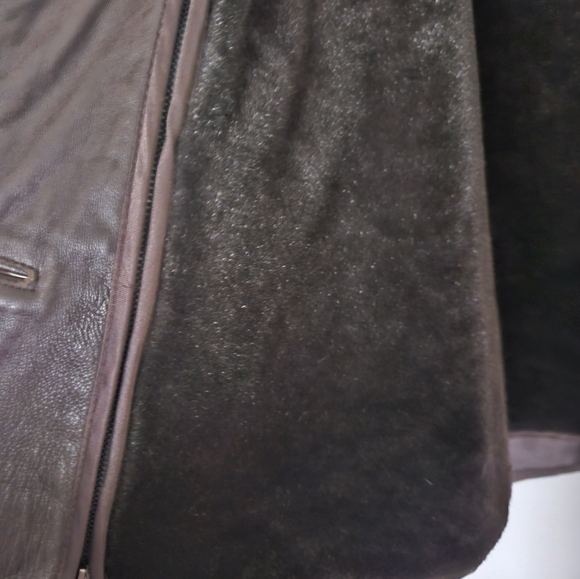 Womens Brown Leather Barn Jacket M - Picture 3 of 6